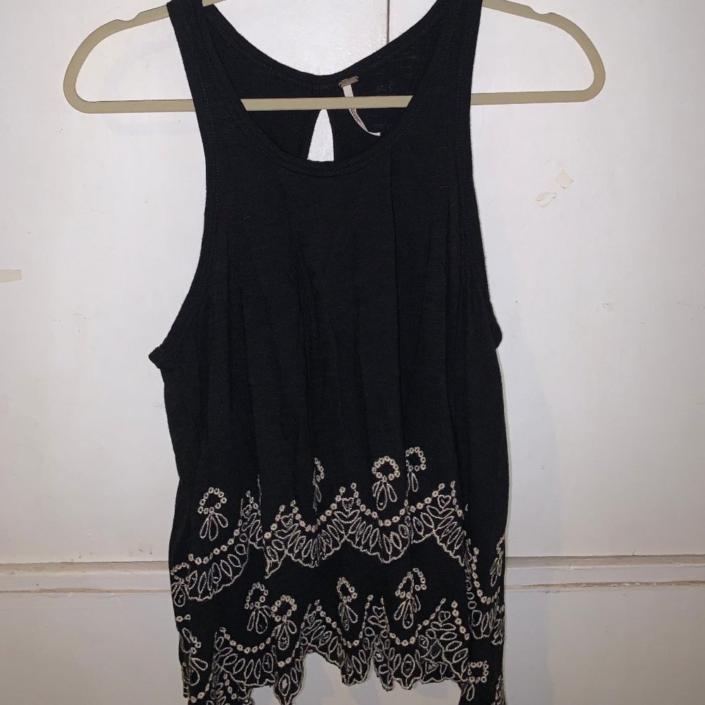 Black Free People Tank with Tan Detailing